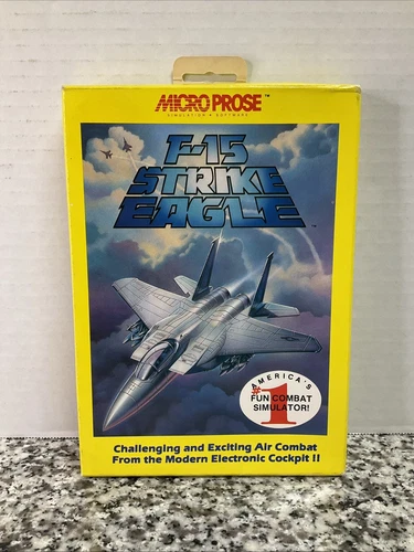 VTG F-15 Strike Eagle IBM 5.25" Floppy Disc Big Box Manual Commodore Game CIB
