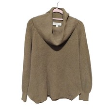 Michael Kors Womens Sweater Medium Cowl Neck Knit Olive Green Cozy