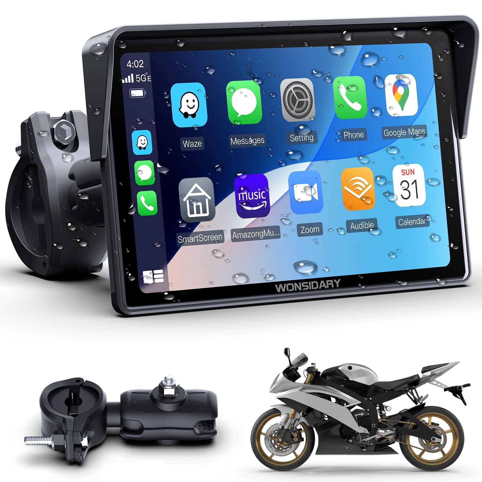 CarPlay Moto Senza Fili Compatibile con Apple CarPlay & Android Auto,Display Tou