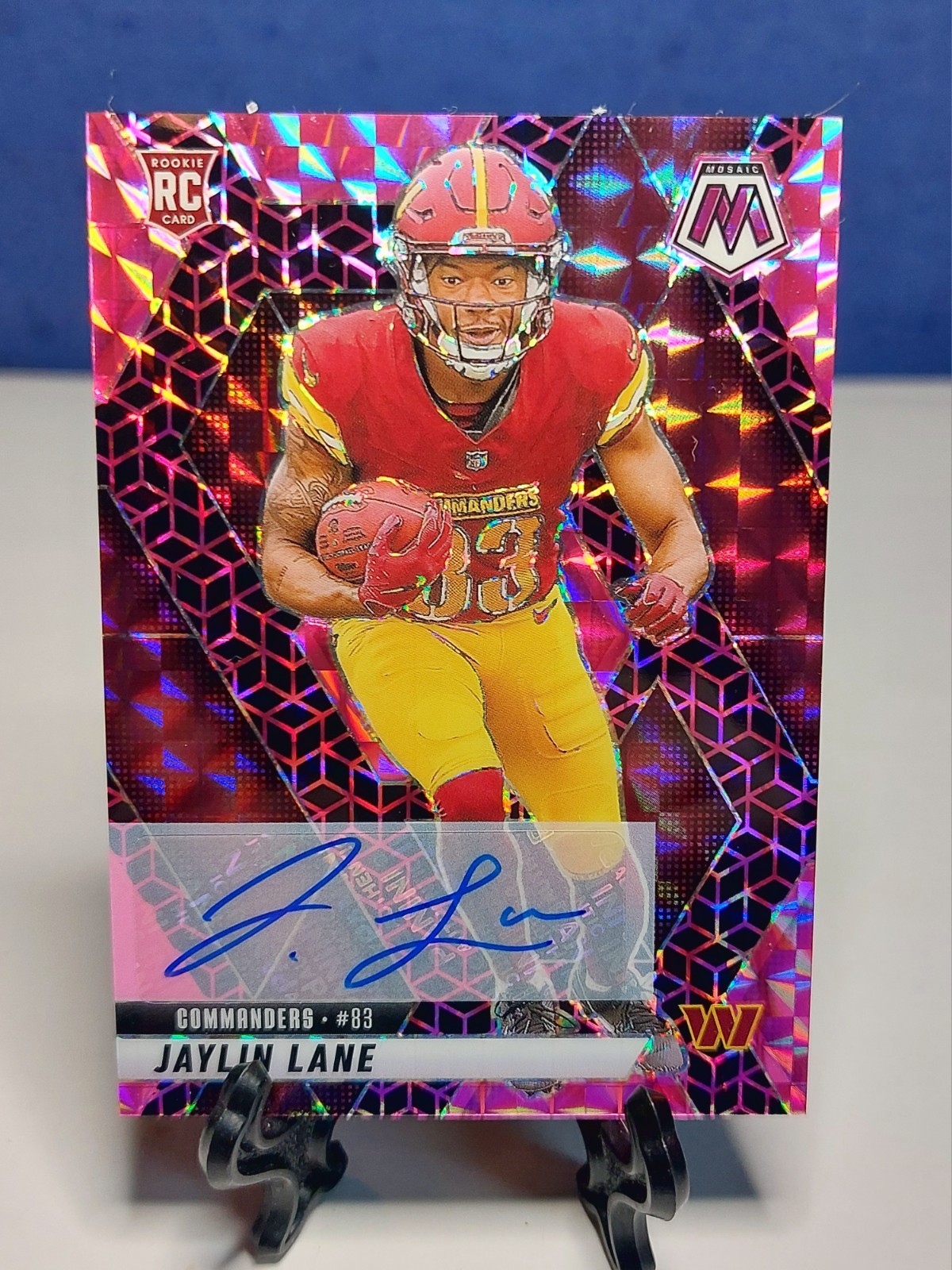 Jaylin Lane RC #/30 Auto FOTL  2025 Mosaic Football Pink Spectris Prizm Rookie 