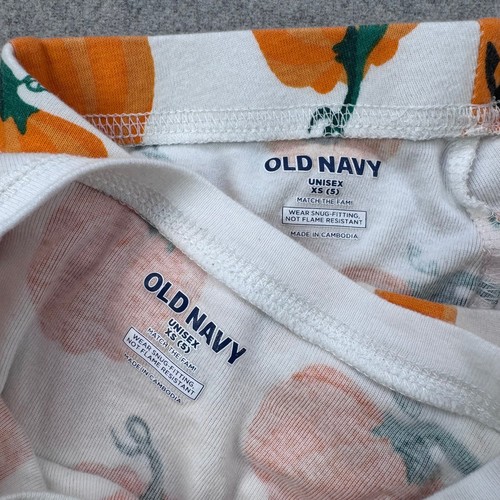 Old Navy Kids Pajamas Set XS (5) Halloween Jack-O-Lantern Pumpkin Cute Holiday - Picture 4 of 9