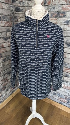 Crew Clothing Damen Viertelreißverschluss Seilmuster Marineblau Größe UK 16