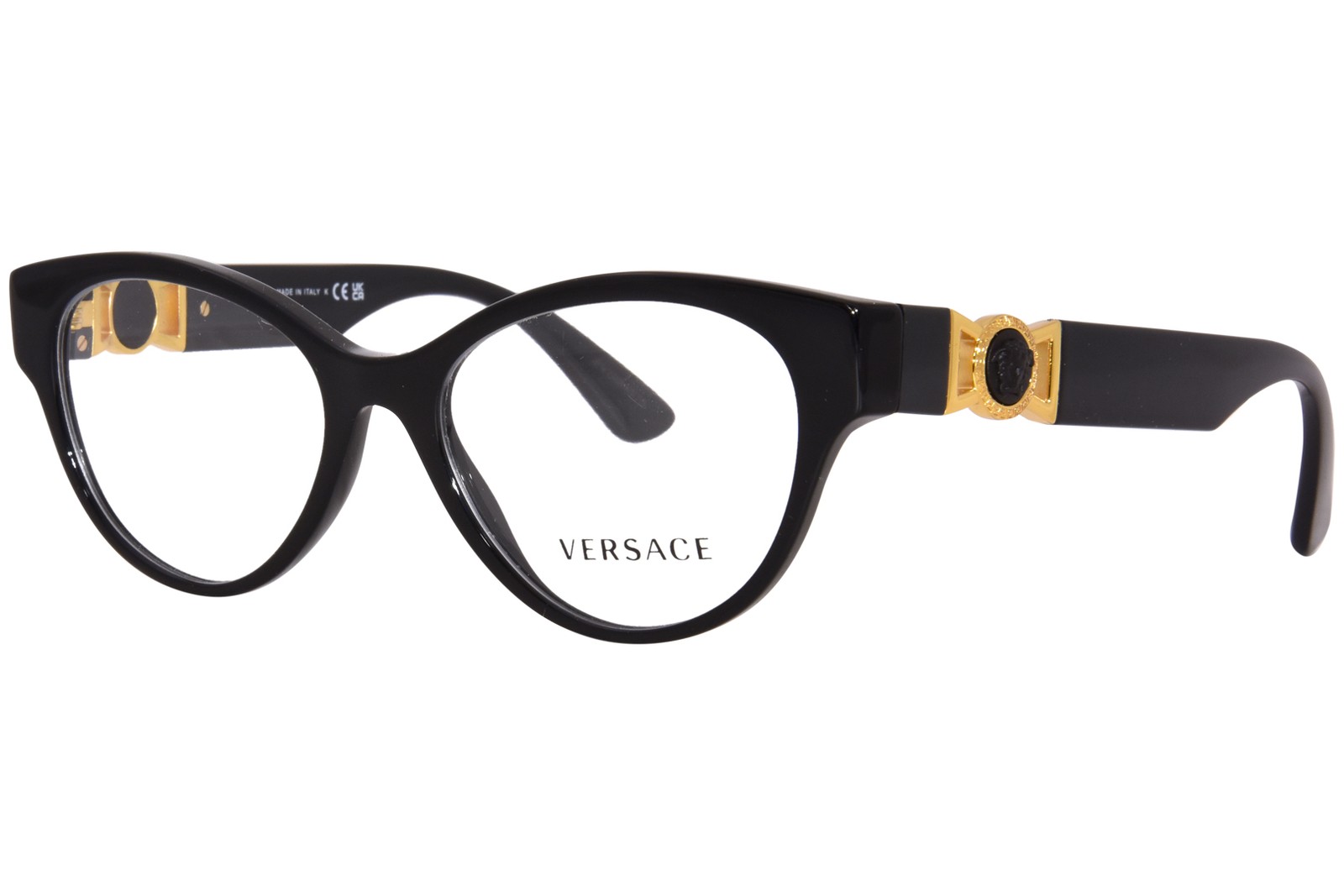 Женские очки Versace VE3313 GB1 в черной оправе круглой формы 54 мм 19890₽