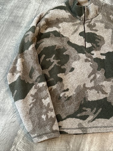 Maglione Vintage Cabelas 2XL Marrone Mimetico Sherpa Pile 1/2 Zip Pullover Caccia - Foto 3 di 13