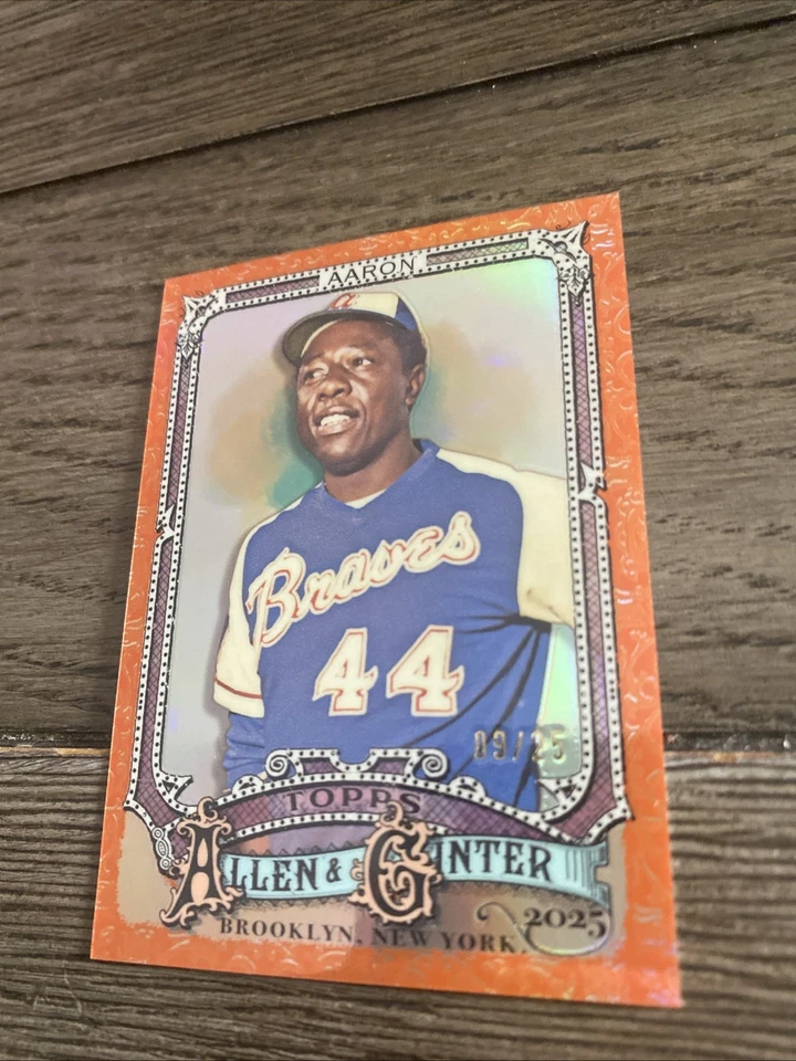 2025 Topps Allen & Ginter Chrome Hank Aaron #13 оранжевый переливающийся /25 Braves - Изображение 4 из 4