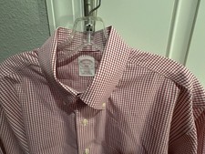 Brooks Brothers Mens Long Sleeve Red Gingham Button Down Shirt 16.5-34/35  