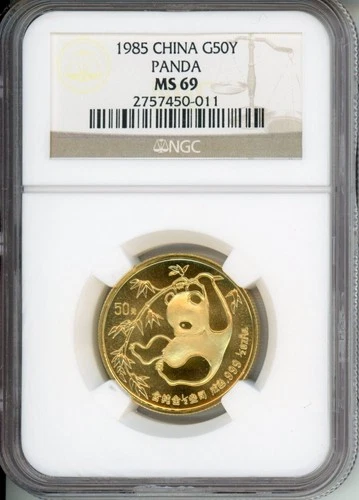 1985 GOLD Chinese PANDA 1/2 Oz. NGC MS69 CHINA 50Y 50-Yn Yuan CHINA Coin !