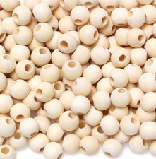 300pcs 12mm Unfinished Wood Beads for Macrame, Large Hole Spacer Beads