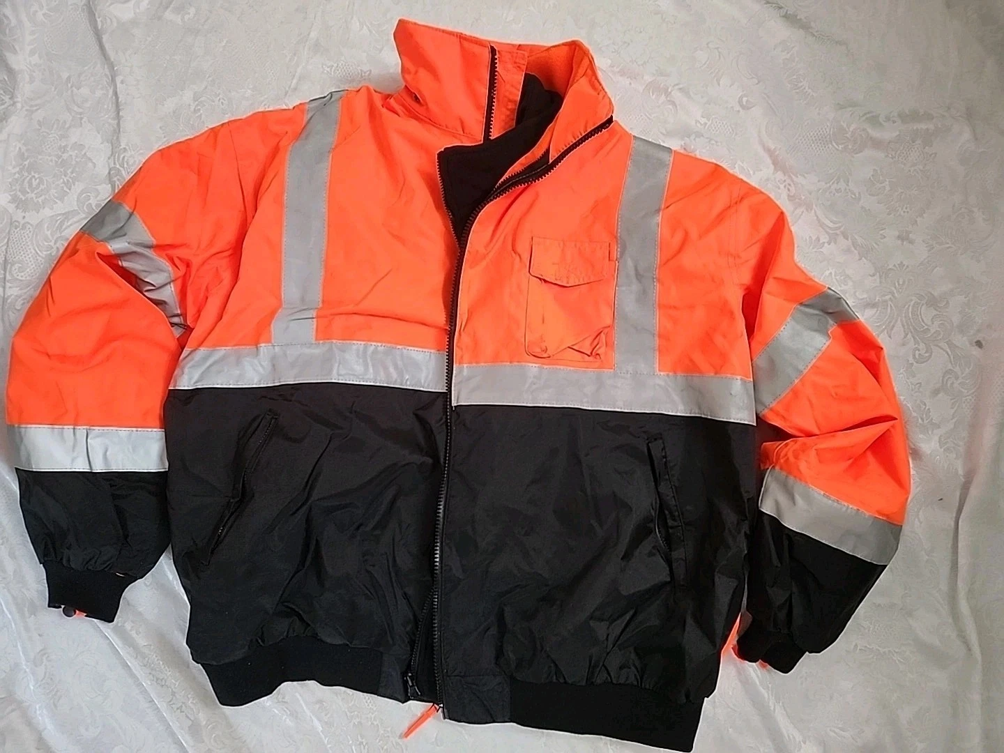 RRI Windbreaker Hooded Jacket Full-Zip Men's HiVest Size 4XL Orange Black