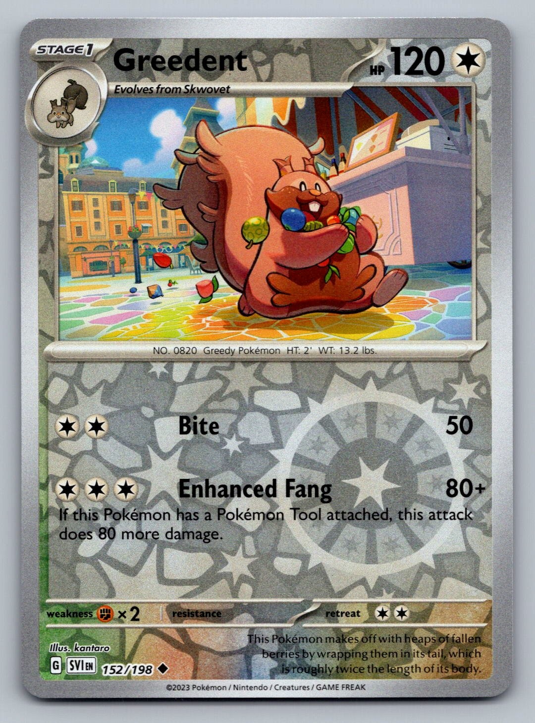 Pokemon TCG SV01: Scarlet & Violet Base Set Greedent 152/198 Reverse Holo