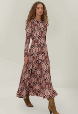 Farm Rio Pineapple Jewelry Maxi Dress Long Sleeve Boho Print Size Small NWOT