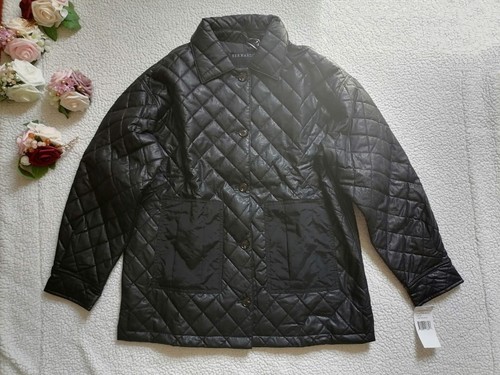 Bernardo Women's Jacket Quilted Faux Leather Shacket In Black, Size M - Picture 9 of 13