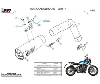 MIVV X-M1 Schwarzer Inox-Endschalldämpfer für FANTIC CABALLERO 700 2024 > 2026