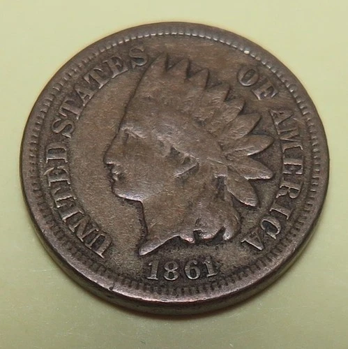 1861 Copper Nickel Indian Head Cent grades Good+
