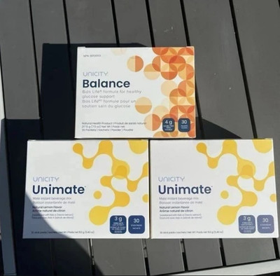 Unicity Unimate lemon 60 Pkt And 30 Balance 09/27 SEALED FREE SHIPPING