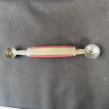 Wolfgang Puck Stainless Steel Dual Melon Baller Fruit Scoop Tool Red Handle
