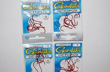 4 packs gamakatsu octopus hook size 1 red   8 per pack   02310    32 total hooks