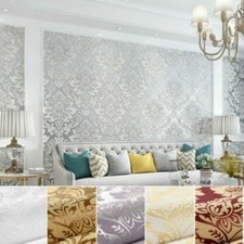 Vintage Damask Embossed Textured Wallpaper Roll 3D Non-woven Wall Paper Home