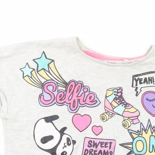 Debenhams Girls Grey Cotton blend T-Shirt Size 9-10 Years - Picture 5 of 12