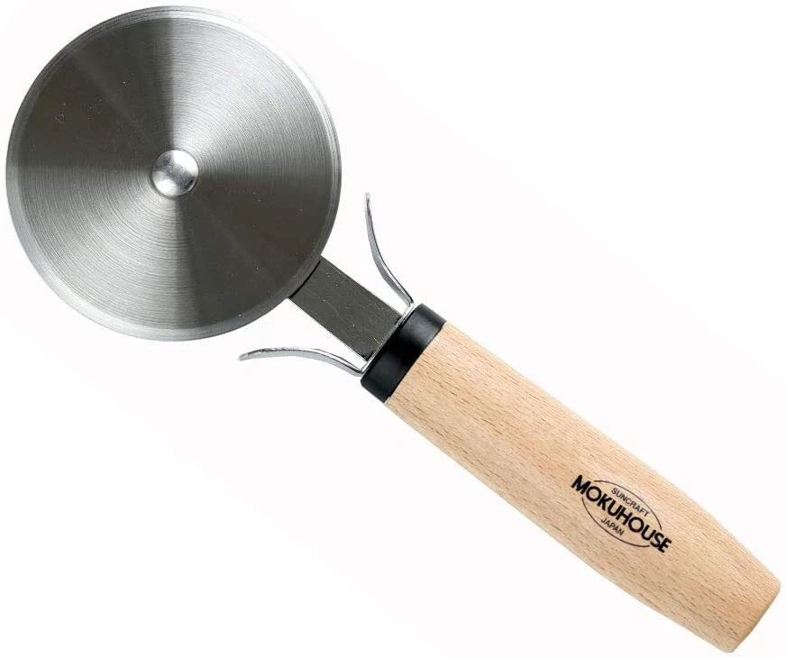 Suncraft Mokuhouse Pizza Cutter with Safety Cover BM-221 Natural 7.5 x 19.5 cm