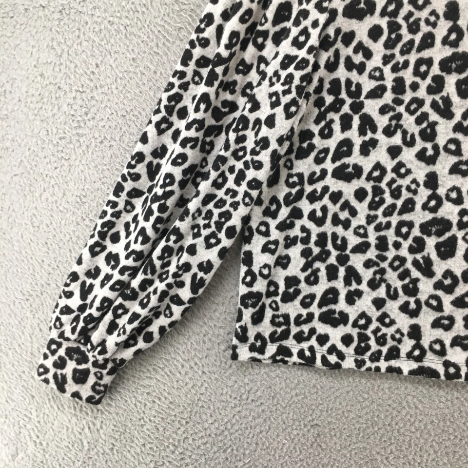 Suéter Top Cuello Simulado Sanctuary Para Mujer S Gris Leopardo Manga Globo Foto 3 de 4