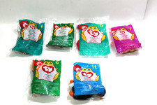 Ty Beanie Babies McDonalds Happy Meal Toy Lot 6 Leopard Penguin Rooster Lobster