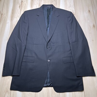Canali Mens Black Water Resistance Woolen Sport Coat Blazer Size 46