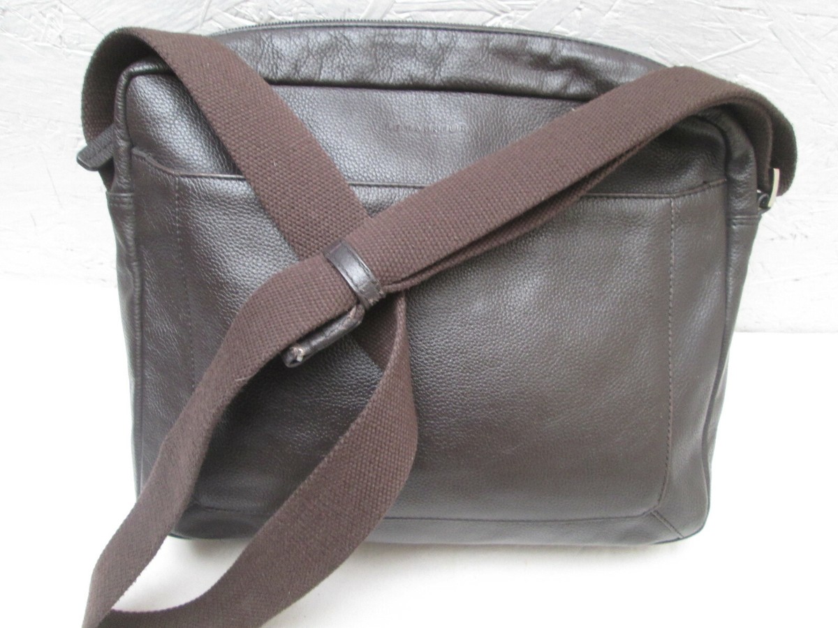 Sac à Main Vintage LE TANNEUR En Cuir Marron/ Noir - Grand Modèle Porté épaule