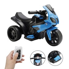 3Wheel 6V Kid Ride On Motorcycle Electric Toy With Remote Control LED Light Blue