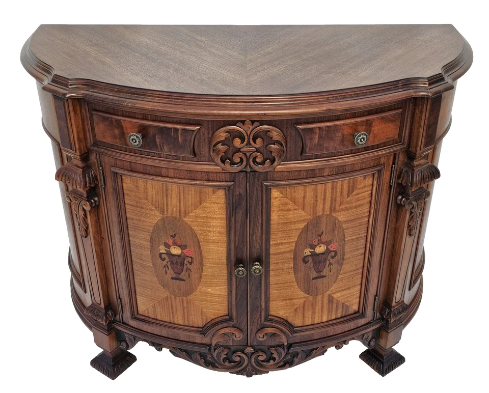 Antiguo aparador de nogal tallado Rockford años 20 consola buffet renacimiento español Foto 3 de 4