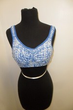 NWOT Comfort Choice Wireless Back-Close Blue/Grey Leisure Bra Size 38B