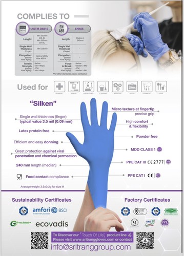 Hallyu Medical Nitrile Gloves - Sizes S-XL Latex & Powder-Free Box of 100 Gloves - Picture 2 of 4