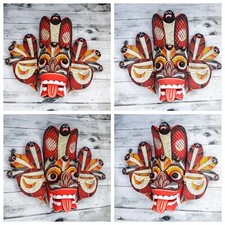Hand Carved Wood Wall Art Decor Devil Cobra Sri Lankan Mask Art Sculpture 8"