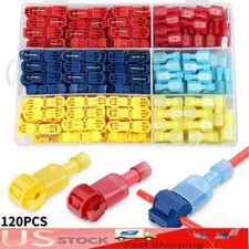 120Pcs Quick Splice T-Tap Insulated Crimp Terminals Kit Spade Wire Connectors US