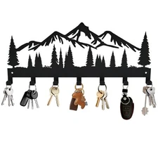 Wall Mounted Key Holder with 7 Hooks, Stylish Metal Organizer Rack for Entryway