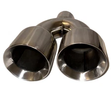 Dual 4" Outlet 2.5" In 9" Long Dual Wall Slant Cut Stainless Steel Exhaust Tip