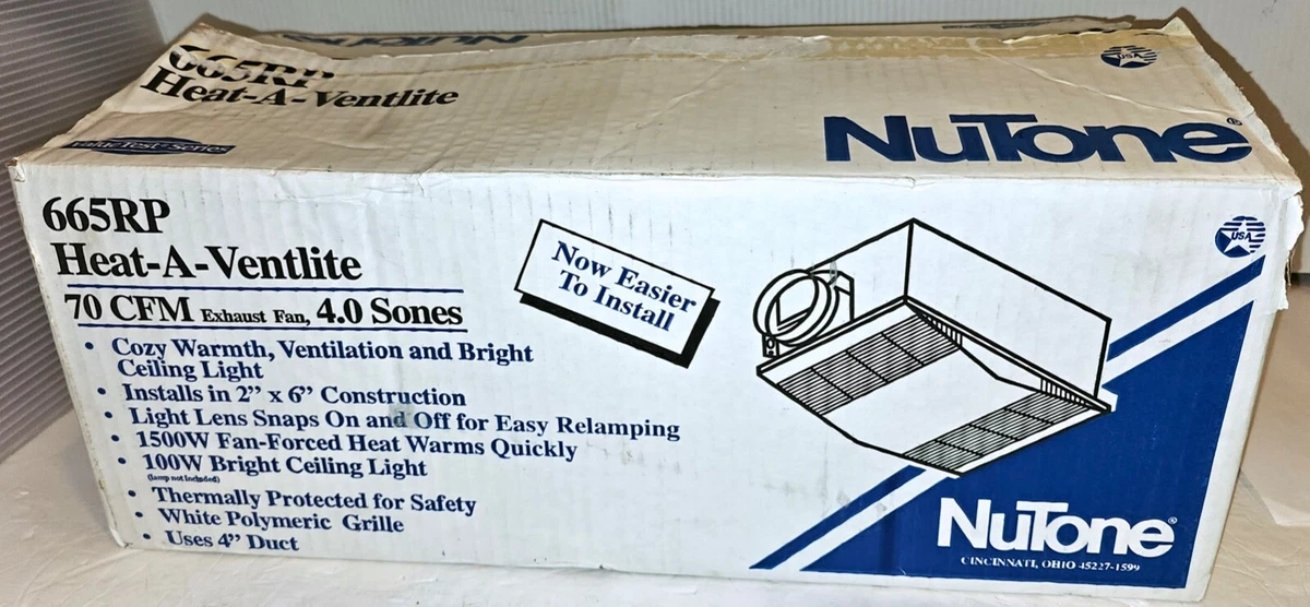 NuTone 665RP 70 CFM Ceiling Exhaust Fan w/Light Heater 4.0 SONES (NEW OPEN  BOX!) | eBay