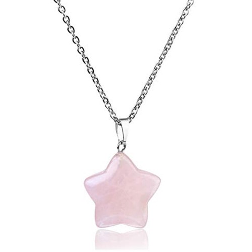 Lucky Star Rose Quartz Stone Pendant 