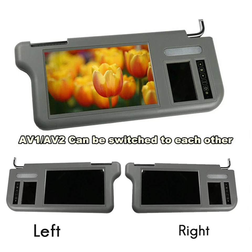 7" Sun Visor Mirror Screen Monitor DVD/VCD/GSP/TV LCD Monitor Left / Right - Image 2 of 4