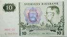 1983 Sweden World Paper Money Sveriges Riksbank Tio Kronor G794369