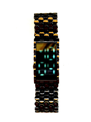 schwarze Brrnoo LED-Armbanduhr schickes Metallarmband rechteckiges Ziffernblatt
