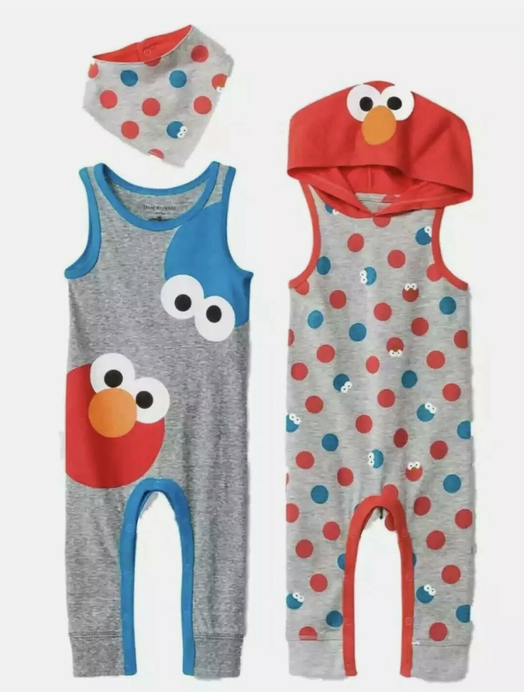 New Isaac Mizrah Sesame Street Elmo Cookie Monster Romper Bib Outfit 3-6 Months image 3