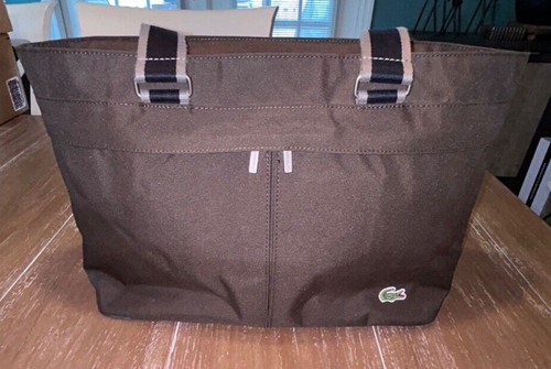 LACOSTE Double Strap Casual II Tote Bag - Brown, Khaki and Black Hard to Find
