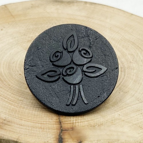 35 mm Shungite Necklace Luxury Rond Engraved Pendant Decoration Round Protection - Picture 6 of 23