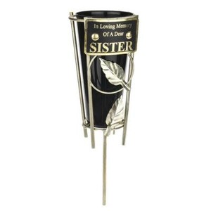 memorial vase grave pot metal flower sister spike tribute loving memory
