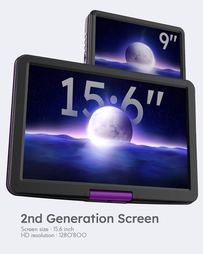 BOIFUN 17.5" Portable DVD Player with Swivel Screen Region Free Remote Control - Picture 2 of 9