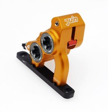 Anodized Gold Juin Tech ETF 4 Piston Flat Mount Hydraulic Brakes 160/140mm Road