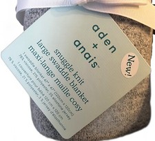  NEW Aden  Anais Heather Gray Baby Snuggle Knit Lg Swaddle Blanket VERY SOFT 