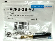Amphenol ACPS-GB-AU  1/4" Stereo Phone Plug Black w/Gold Plug 6.35mm male trs