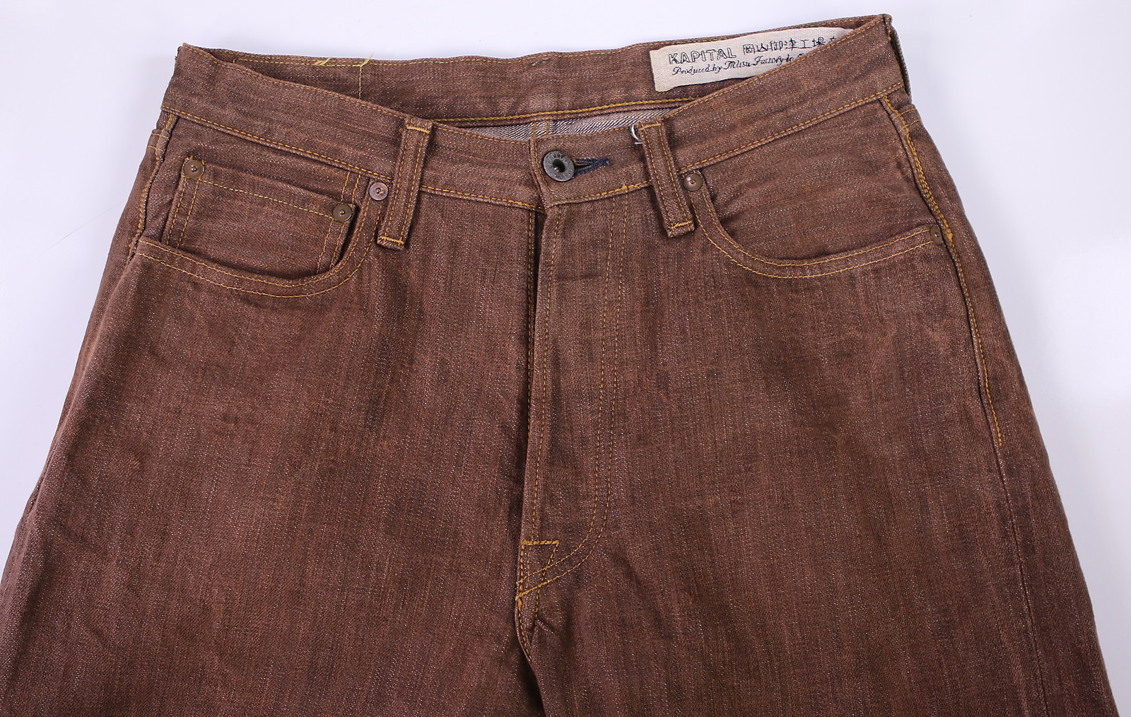 KAPITAL Japan Cisco Kakishibu Brown 5P Stone Raw Denim 30 x 30 KAPITAL Japan Cisco Kakishibu Brown 5P Stone Raw Denim 30 x 30